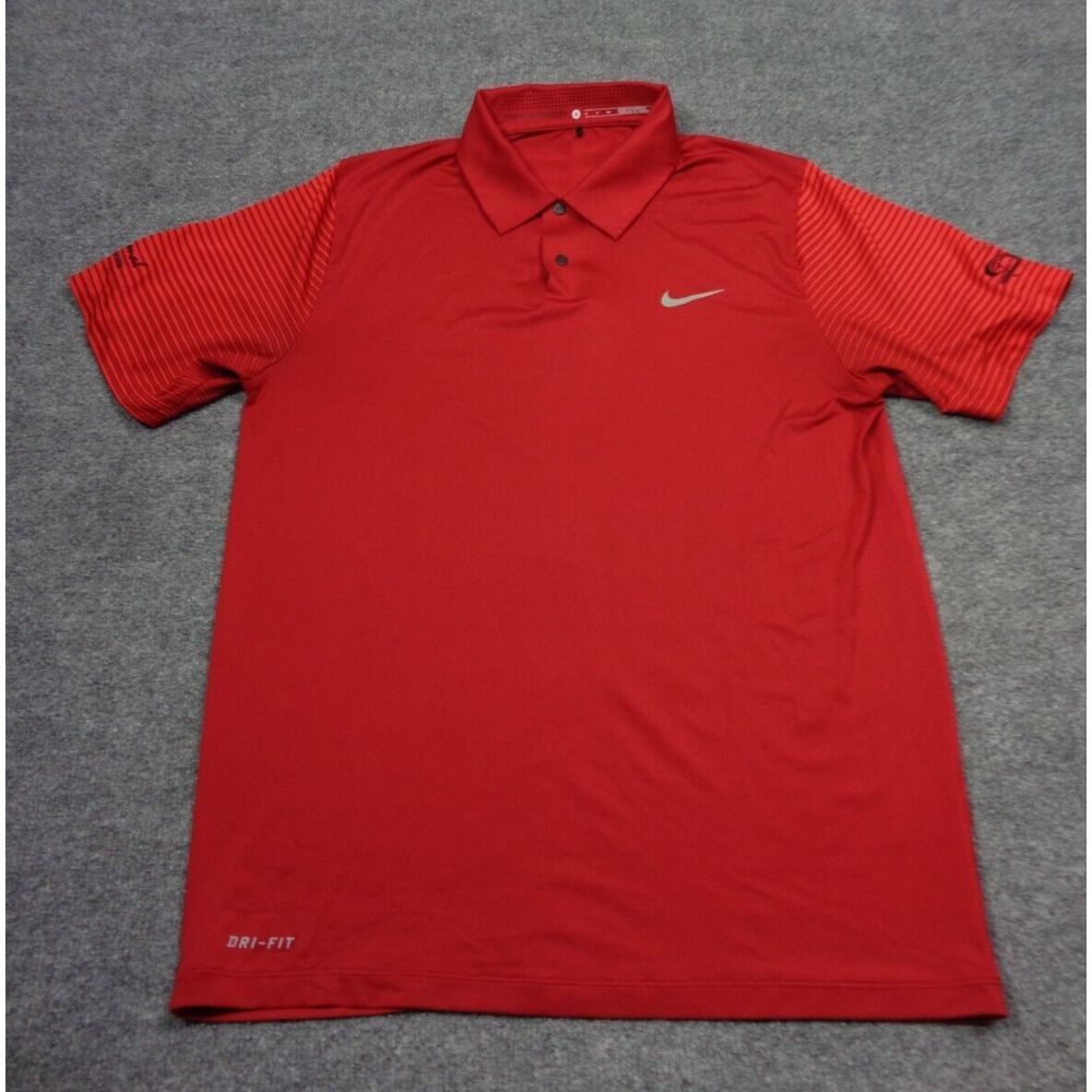 Nike Tiger Woods Collection Shirt Mens S Red Snap Button Polo Golf